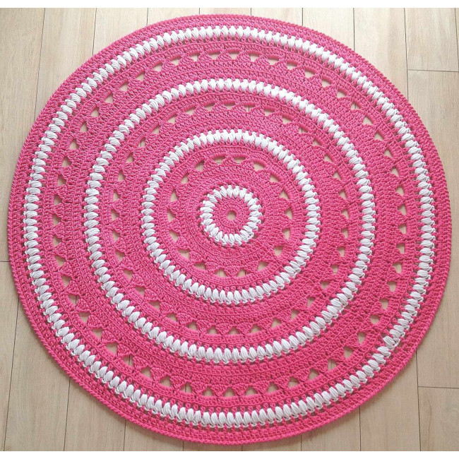 Dywan ze sznurka okrągły SCANDIC fuksja i biały
