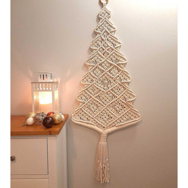 DEKORACJA ŚWIĄTECZNA - CHOINKA ze sznura ECRU dł. 115 cm