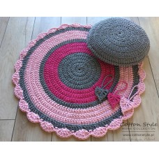 Dywan ze sznurka okrągły KSIĘŻNICZKA ciemnoszary, fuksjowy, różowy