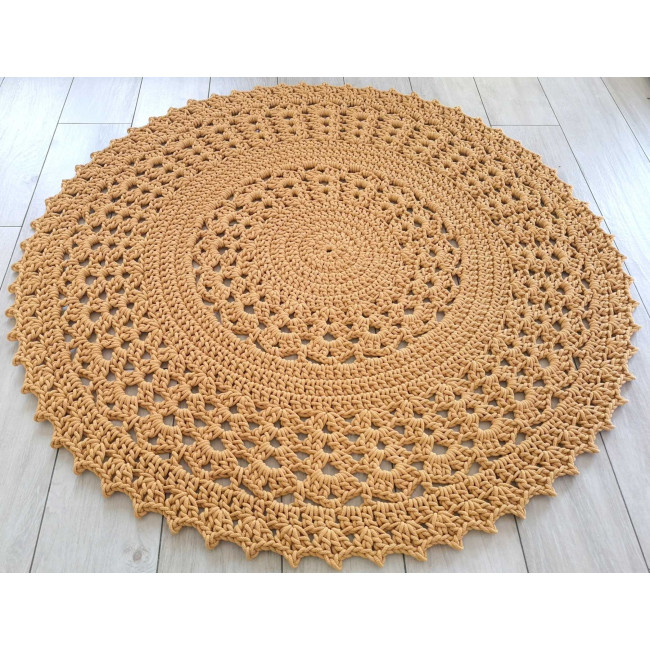 Dywan ze sznurka okrągły LYKKE musztardowy